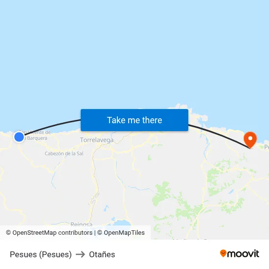 Pesues (Pesues) to Otañes map