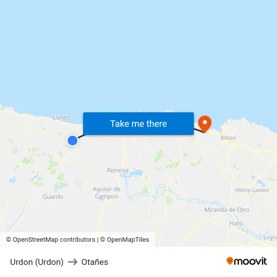 Urdon (Urdon) to Otañes map