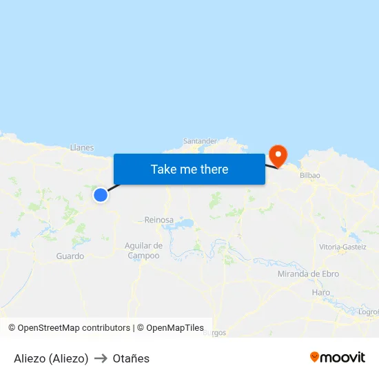 Aliezo (Aliezo) to Otañes map