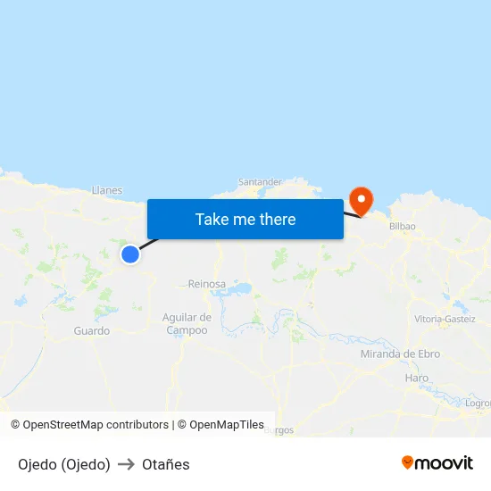 Ojedo (Ojedo) to Otañes map