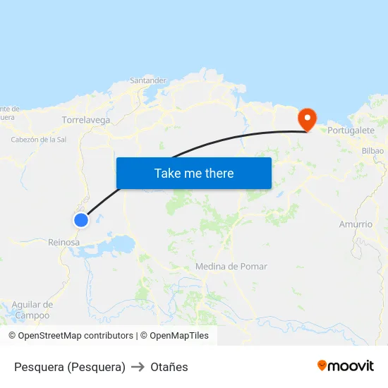 Pesquera (Pesquera) to Otañes map