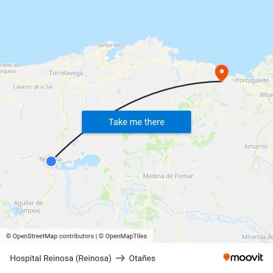 Hospital Reinosa (Reinosa) to Otañes map