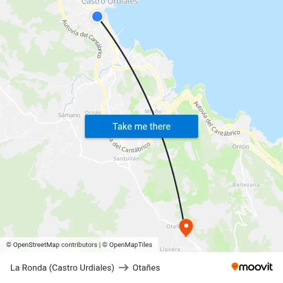 La Ronda (Castro Urdiales) to Otañes map