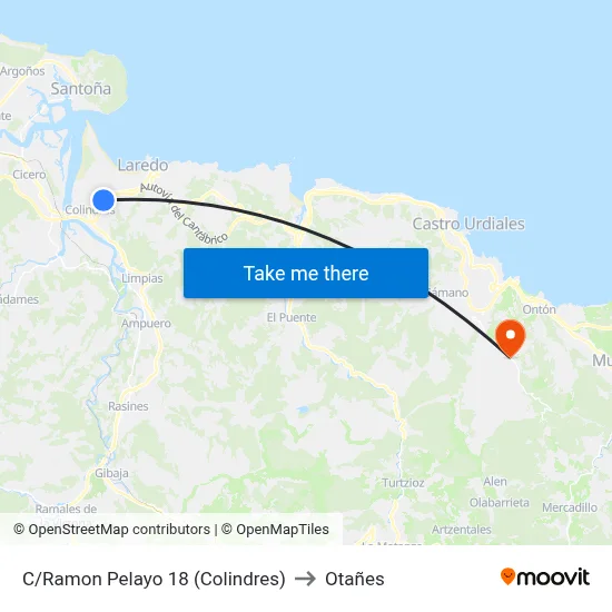 C/Ramon Pelayo 18 (Colindres) to Otañes map