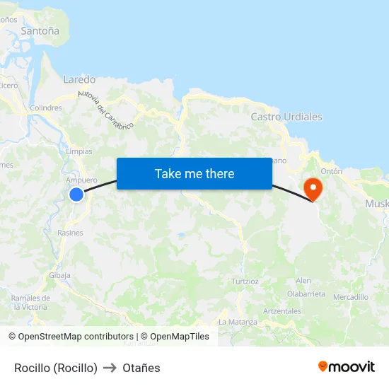 Rocillo (Rocillo) to Otañes map