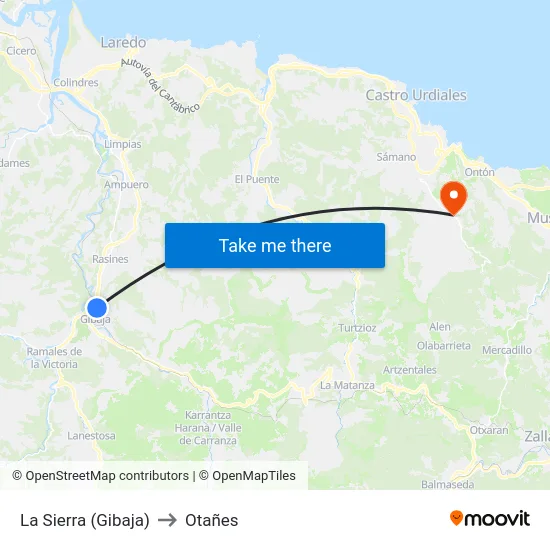 La Sierra (Gibaja) to Otañes map