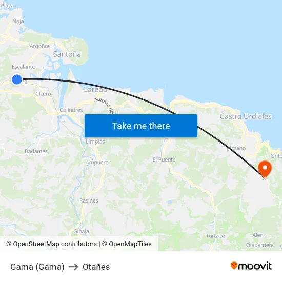 Gama (Gama) to Otañes map