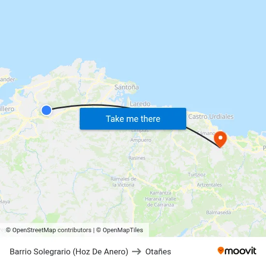 Barrio Solegrario (Hoz De Anero) to Otañes map