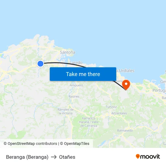 Beranga (Beranga) to Otañes map