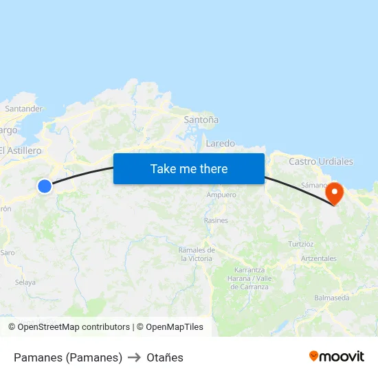 Pamanes (Pamanes) to Otañes map
