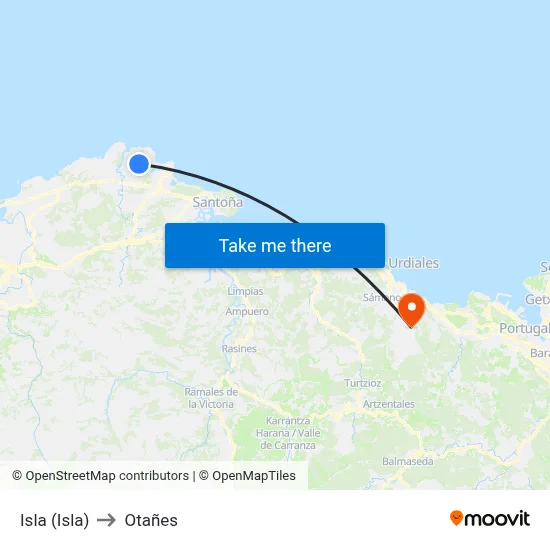 Isla (Isla) to Otañes map