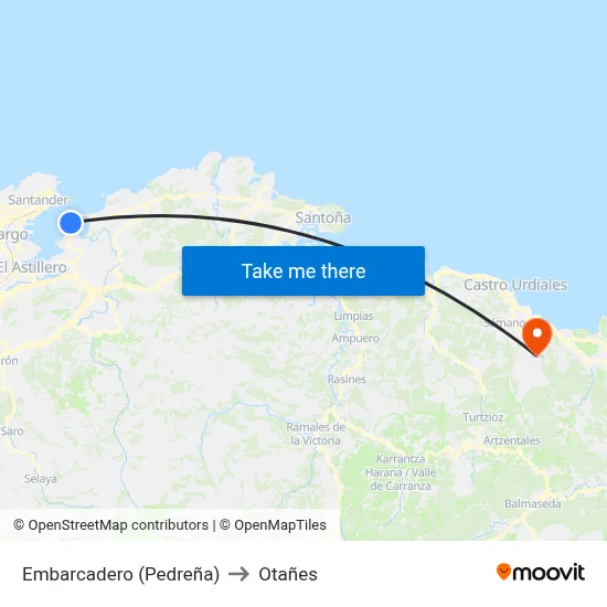 Embarcadero (Pedreña) to Otañes map