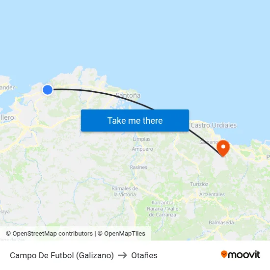 Campo De Futbol (Galizano) to Otañes map