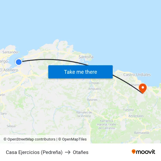 Casa Ejercicios (Pedreña) to Otañes map