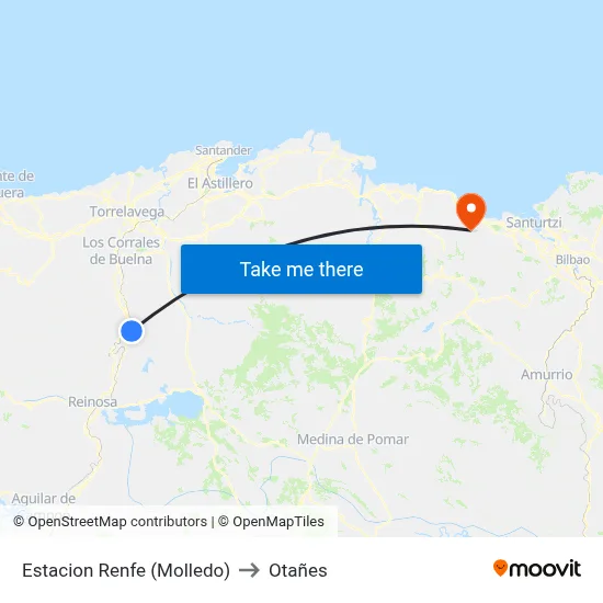 Estacion Renfe (Molledo) to Otañes map