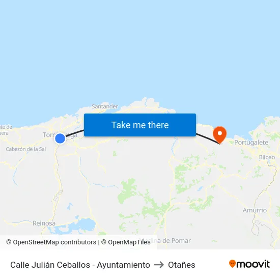 Calle Julián Ceballos - Ayuntamiento to Otañes map