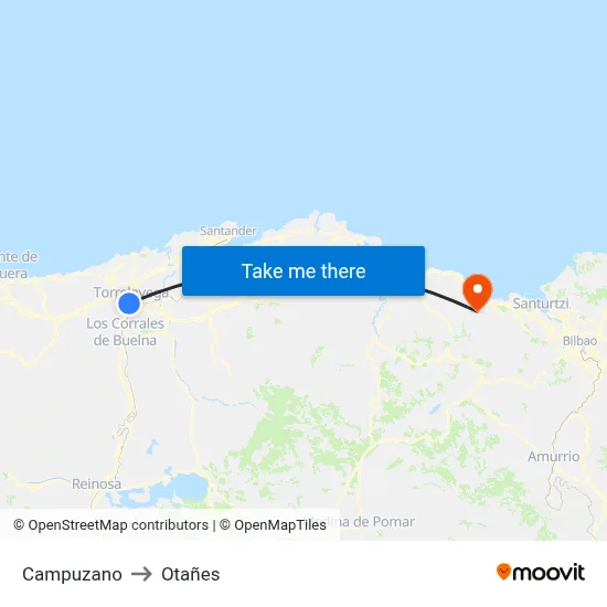 Campuzano to Otañes map