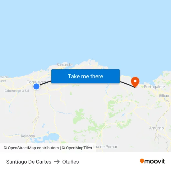 Santiago De Cartes to Otañes map