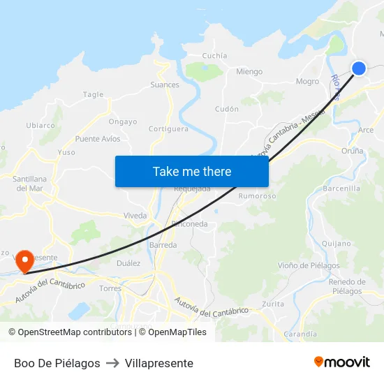 Boo De Piélagos to Villapresente map