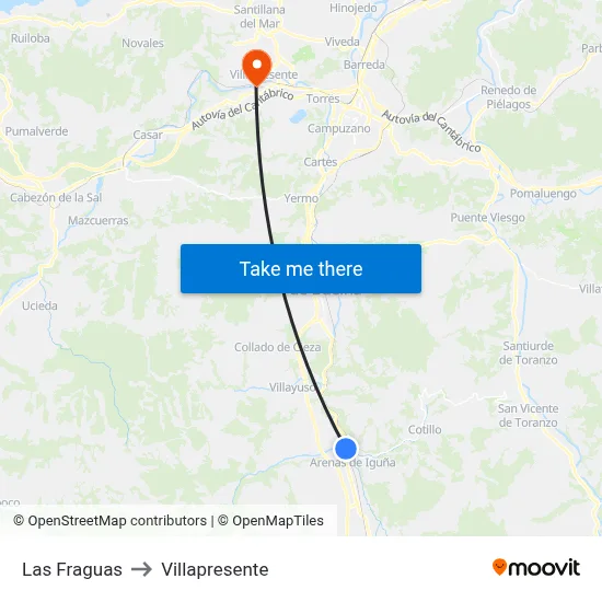 Las Fraguas to Villapresente map