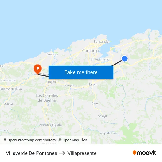 Villaverde De Pontones to Villapresente map