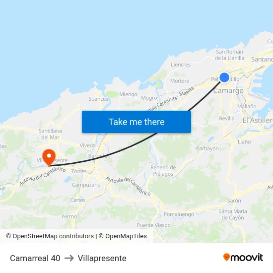 Camarreal 40 to Villapresente map