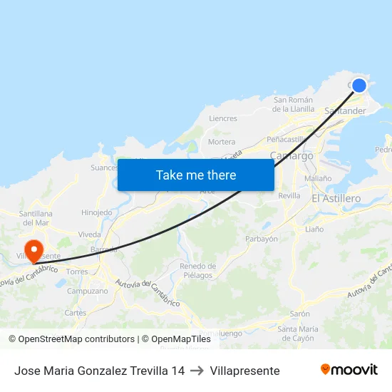 Jose Maria Gonzalez Trevilla 14 to Villapresente map