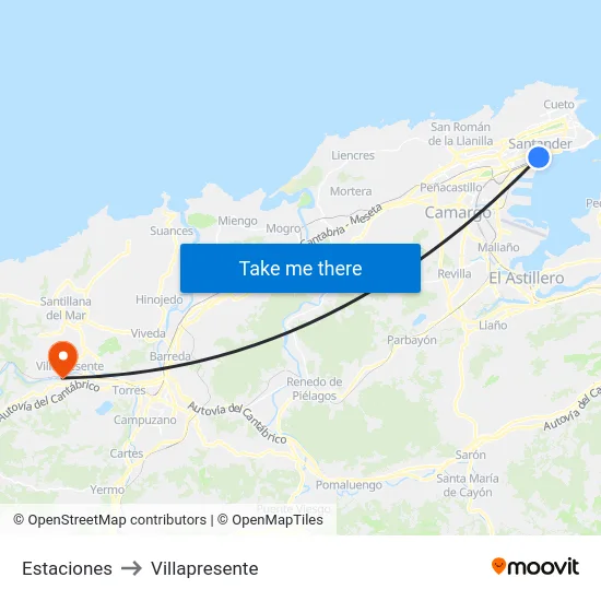 Estaciones to Villapresente map