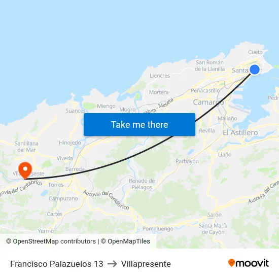 Francisco Palazuelos 13 to Villapresente map