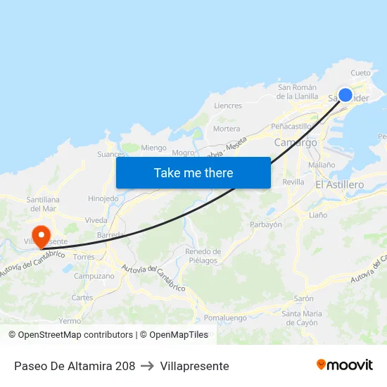 Paseo De Altamira 208 to Villapresente map