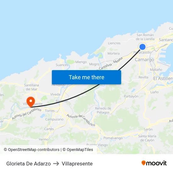 Glorieta De Adarzo to Villapresente map