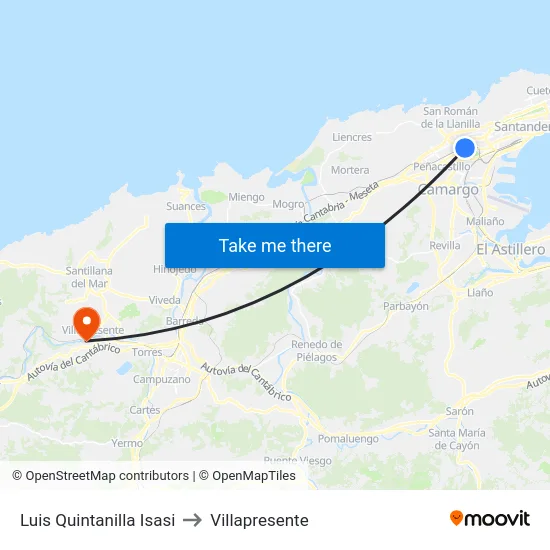 Luis Quintanilla Isasi to Villapresente map
