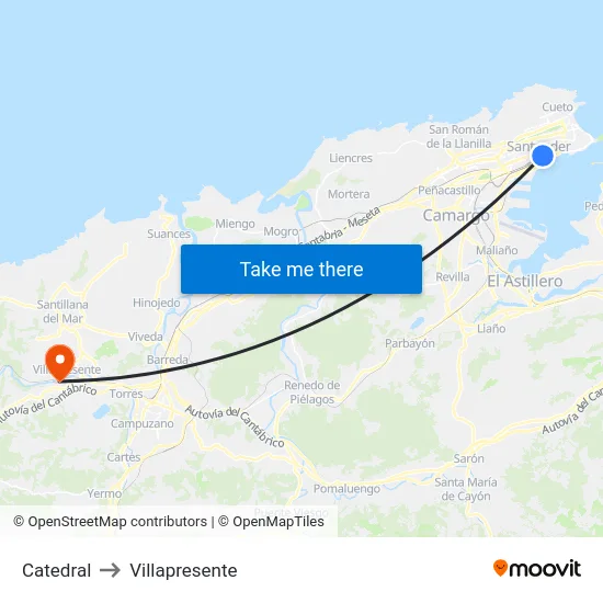 Catedral to Villapresente map
