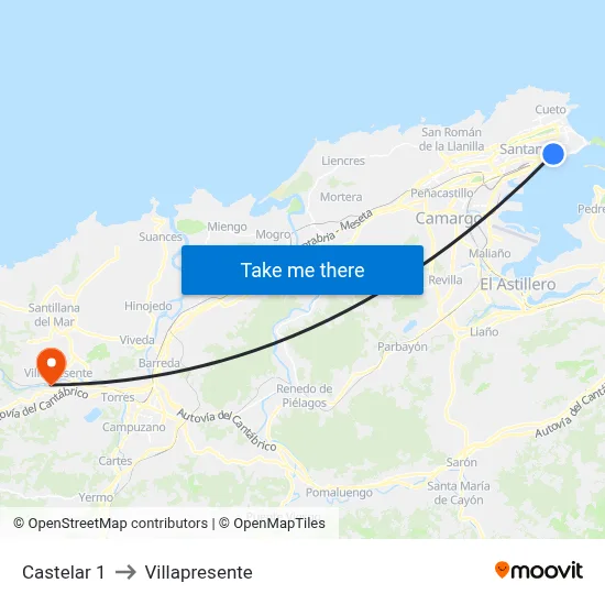 Castelar 1 to Villapresente map