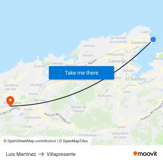 Luis Martinez to Villapresente map