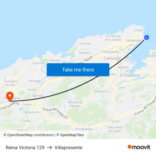 Reina Victoria 129 to Villapresente map