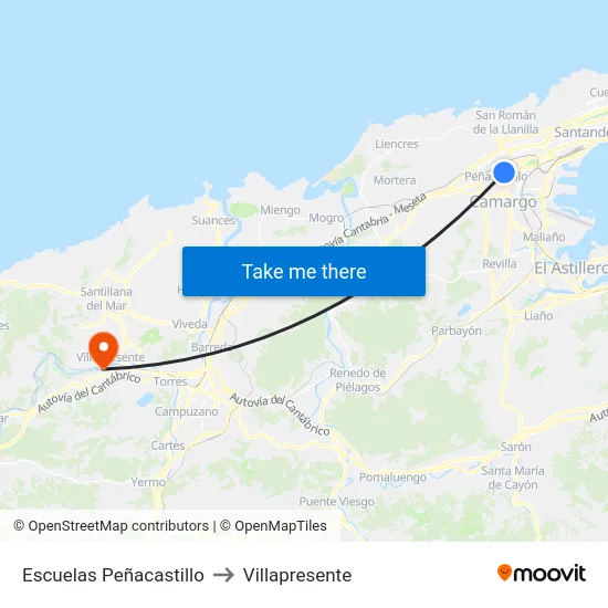 Escuelas Peñacastillo to Villapresente map