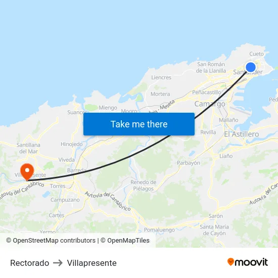 Rectorado to Villapresente map