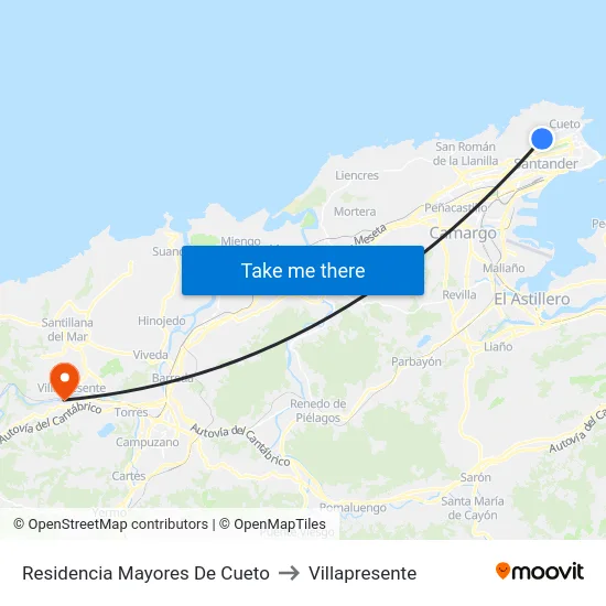 Residencia Mayores De Cueto to Villapresente map