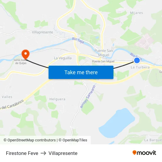 Firestone Feve to Villapresente map