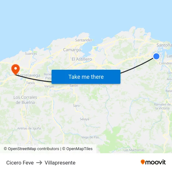 Cicero Feve to Villapresente map