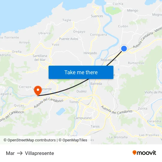Mar to Villapresente map