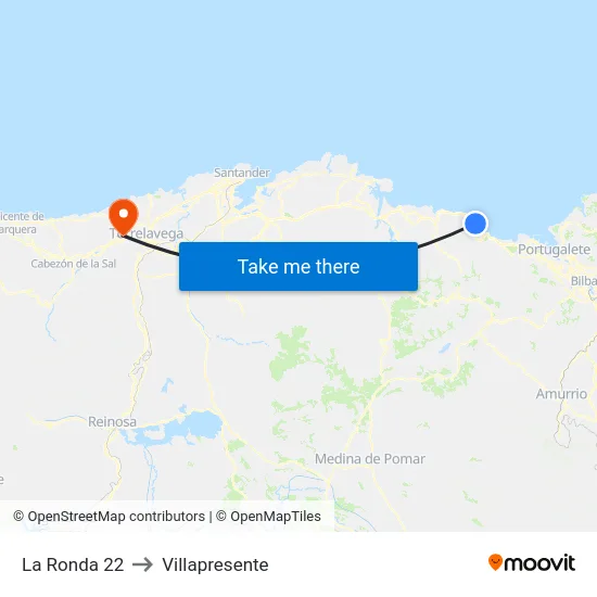 La Ronda 22 to Villapresente map