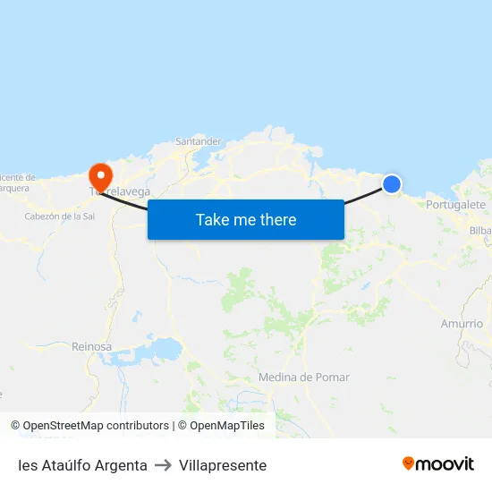 Ies Ataúlfo Argenta to Villapresente map