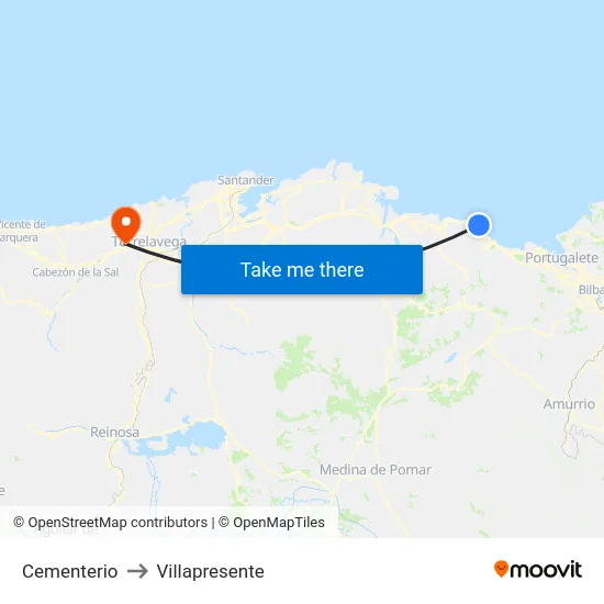 Cementerio to Villapresente map
