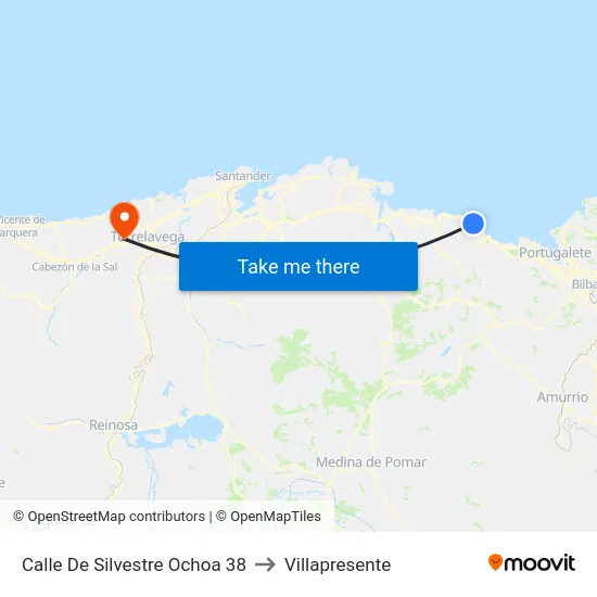 Calle De Silvestre Ochoa 38 to Villapresente map