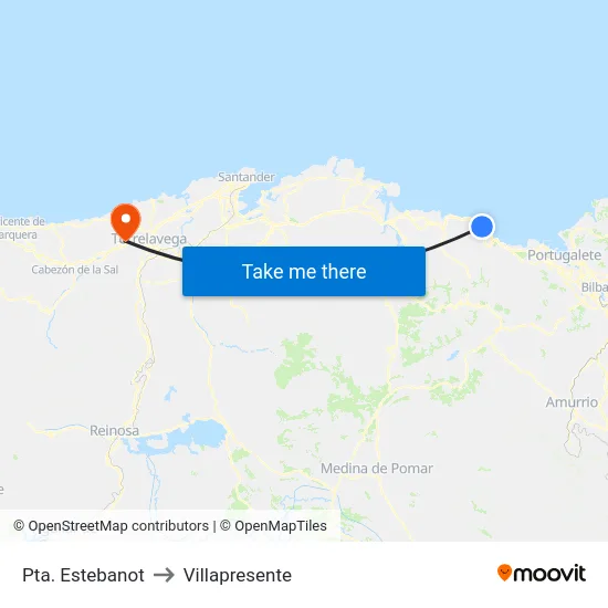 Pta. Estebanot to Villapresente map