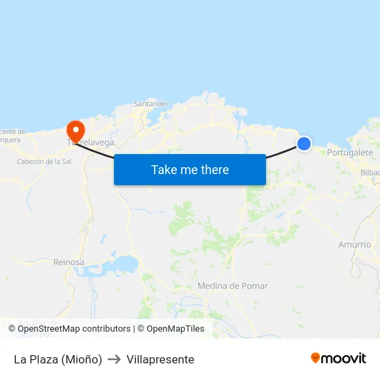 La Plaza (Mioño) to Villapresente map