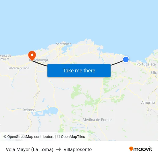 Vela Mayor (La Loma) to Villapresente map