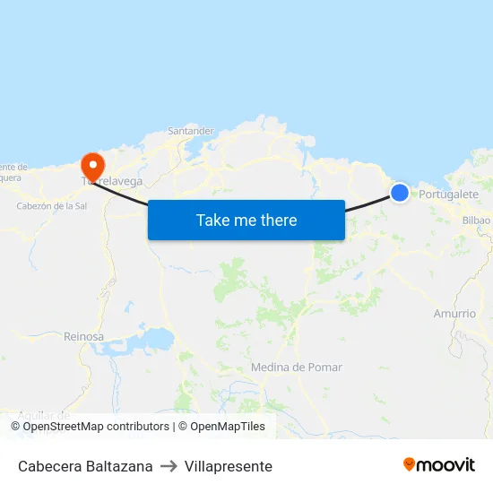 Cabecera Baltazana to Villapresente map